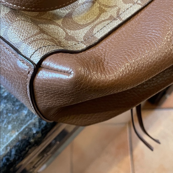 Coach Tan and Brown Signature Tote - Picture 11 of 16